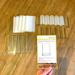 14 Pack | Double Sided Clear 4x6 Gold Acrylic Sign Holders
